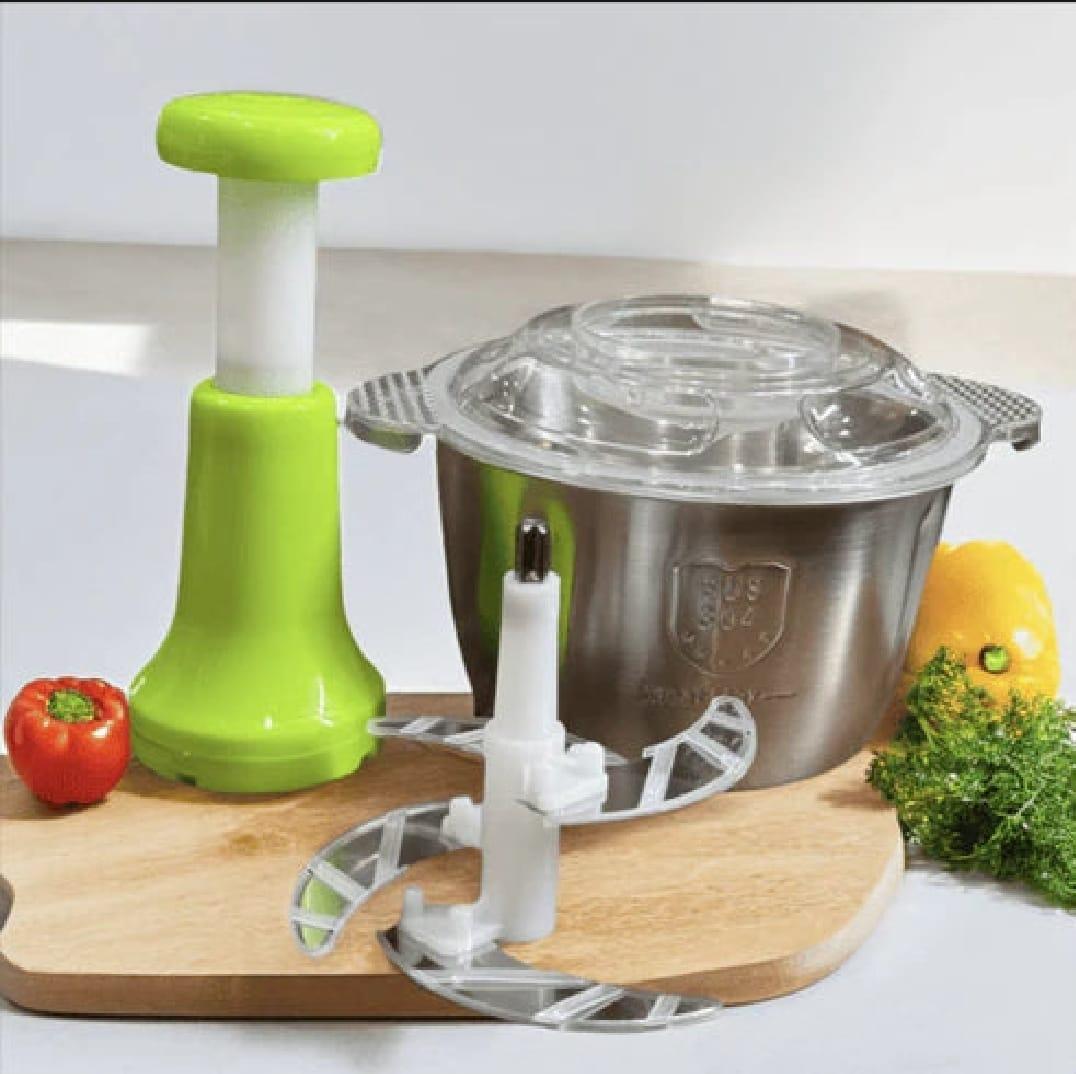 stainless steel Multifunctional 2L hand Push Chopper- 4 Steel Blade