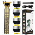 Premium Vintage T9 Rechargeable Hair Trimmer Golden 4 Blades