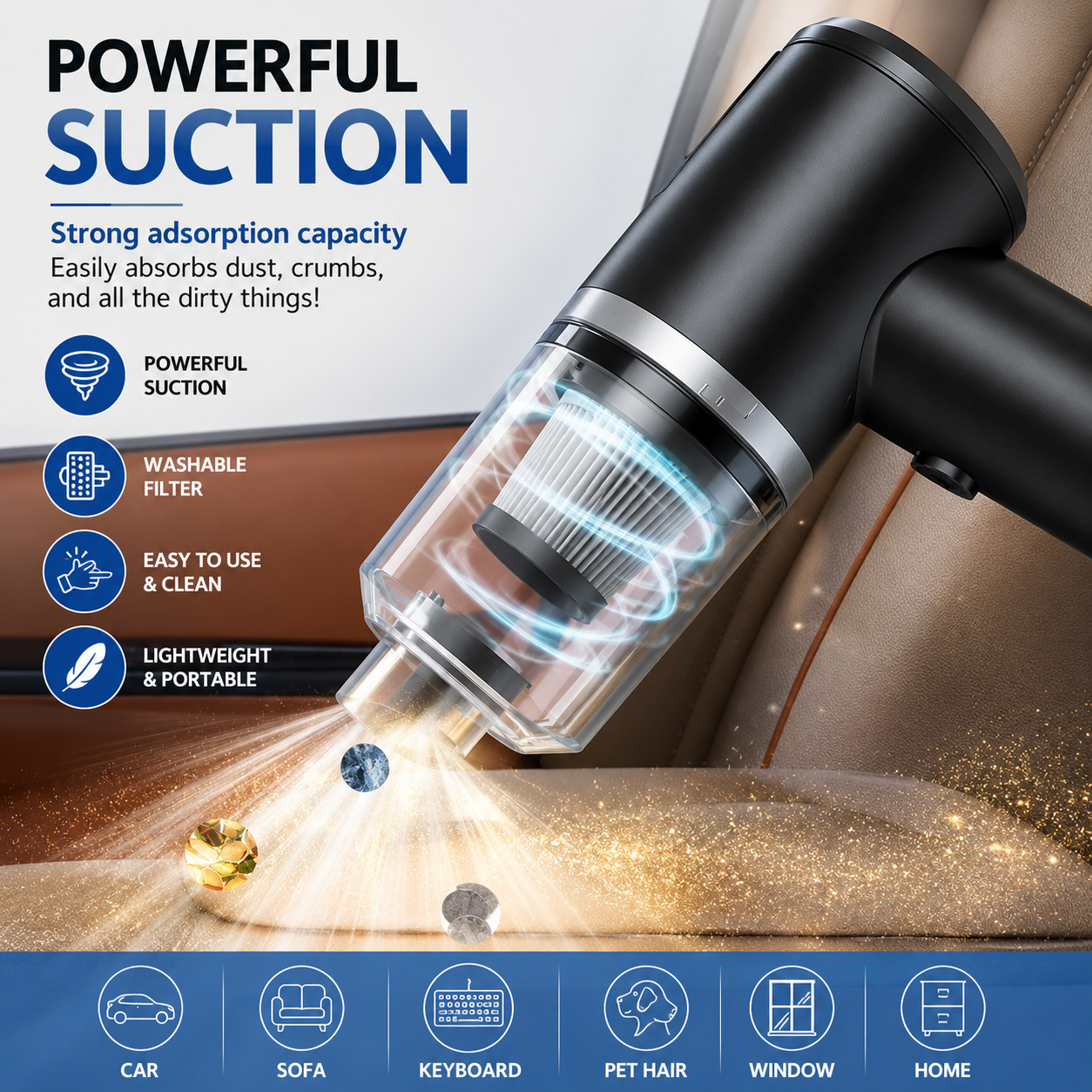 3-in-1 Portable Vacuum Cleaner — Car, Home & Office Cleaning Made Easy