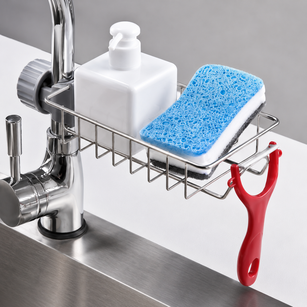 Stainless Steel Kitchen Faucet Sponge Holder Rack