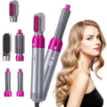 5-in-1 Hot Air Styler Pink Silver-Hair Curler Brush